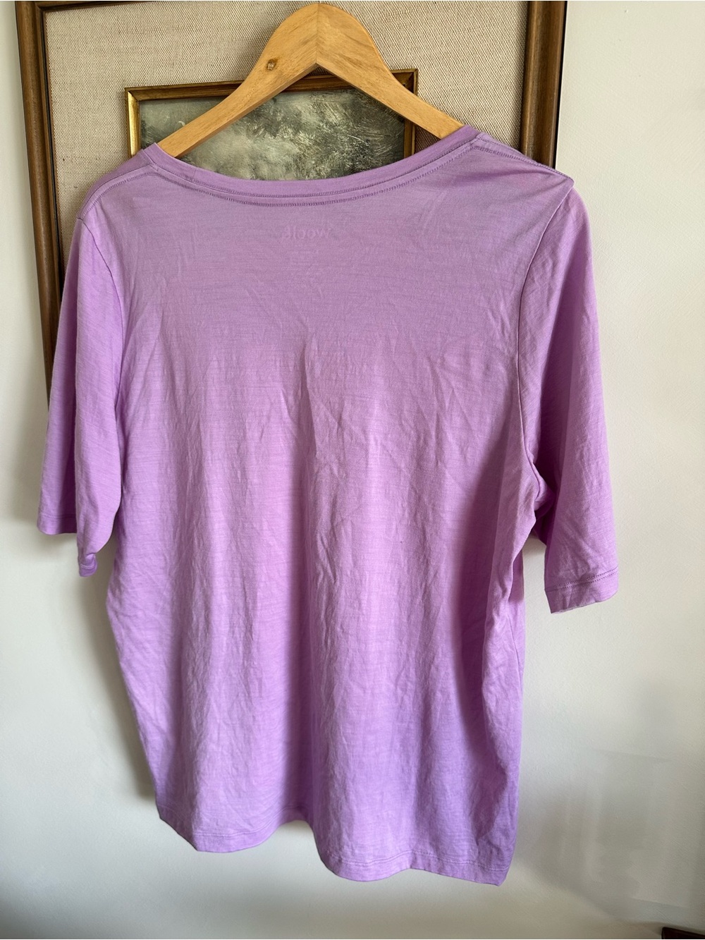 wool& Celine Merino Wool Signature Elbow Sleeve Tee - Wild Orchid sz 1X - Picture 8 of 8